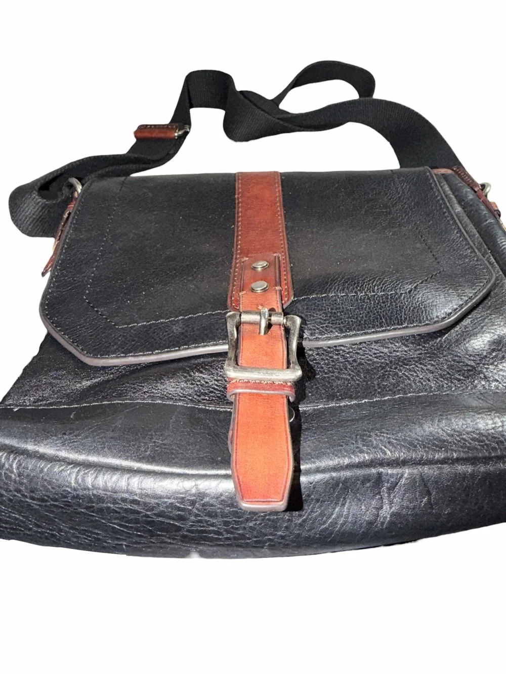 Patricia Nash Black Crossbody Bag with Brown Trim